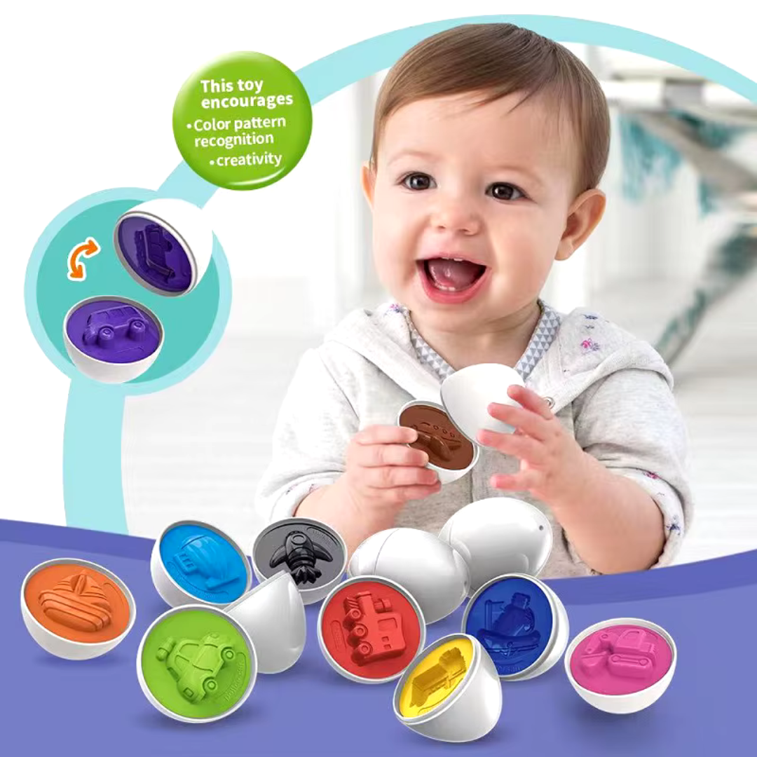 Geometric Learning Eggs – Montessori Colour & Number Matching Toy for Fine Motor Skills, Cognitive Development, Ages 3-5