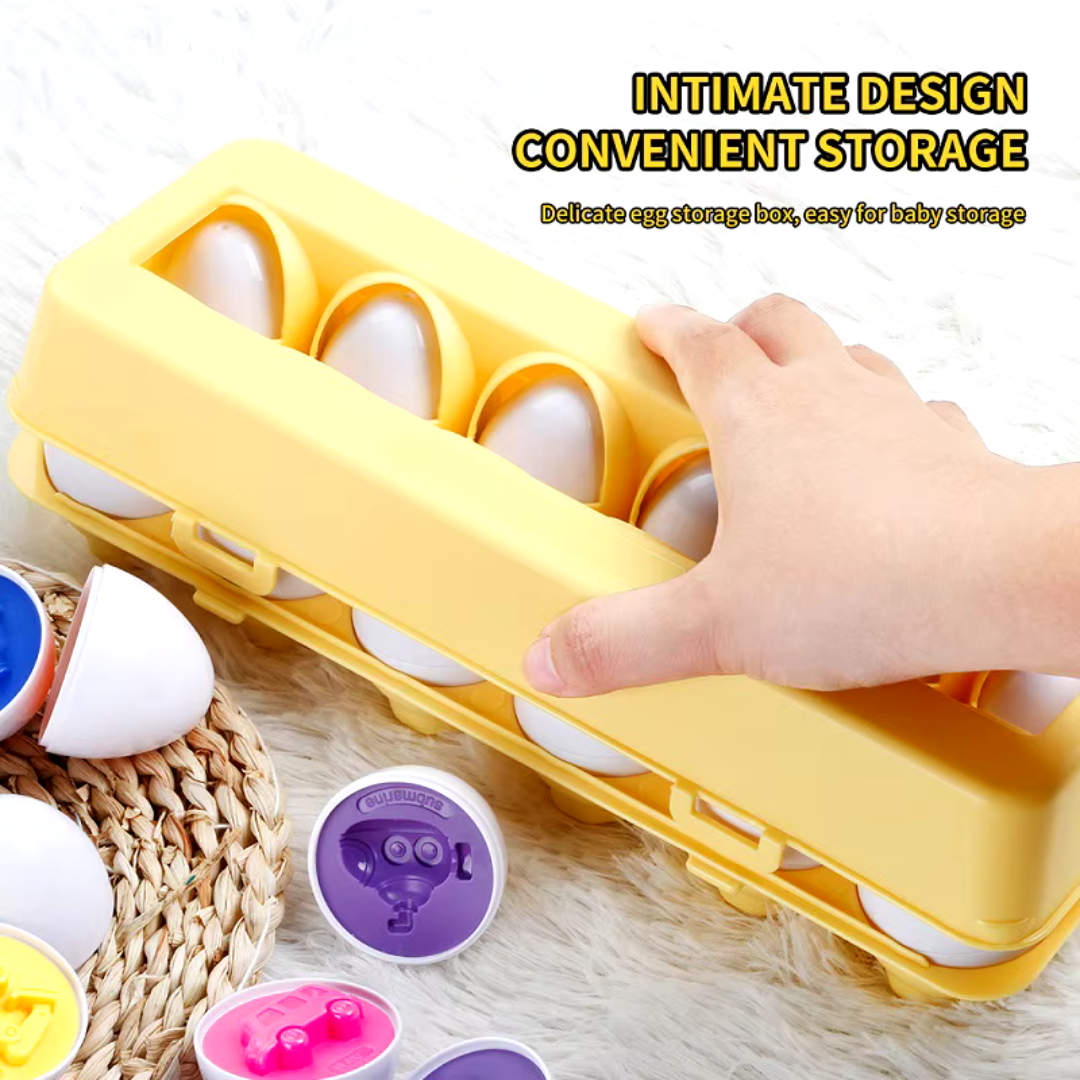 Geometric Learning Eggs – Montessori Colour & Number Matching Toy for Fine Motor Skills, Cognitive Development, Ages 3-5