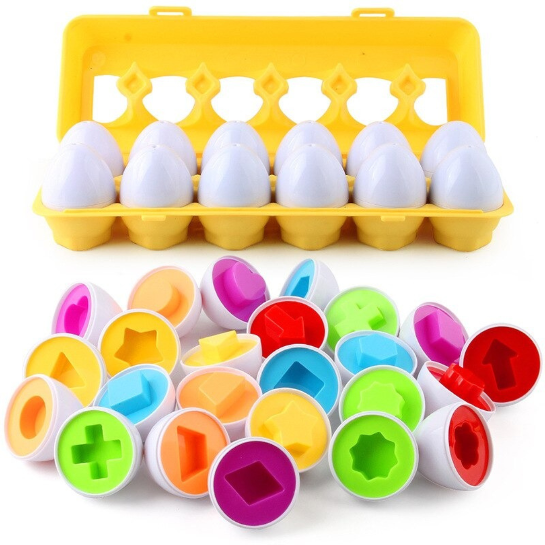 Geometric Learning Eggs – Montessori Colour & Number Matching Toy for Fine Motor Skills, Cognitive Development, Ages 3-5