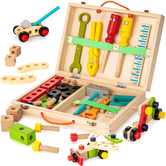 Creative Crafting Set – Montessori Wooden Toolbox for Kids, Problem-Solving, Imaginative Play, Eco-Friendly, Ages 3-5+