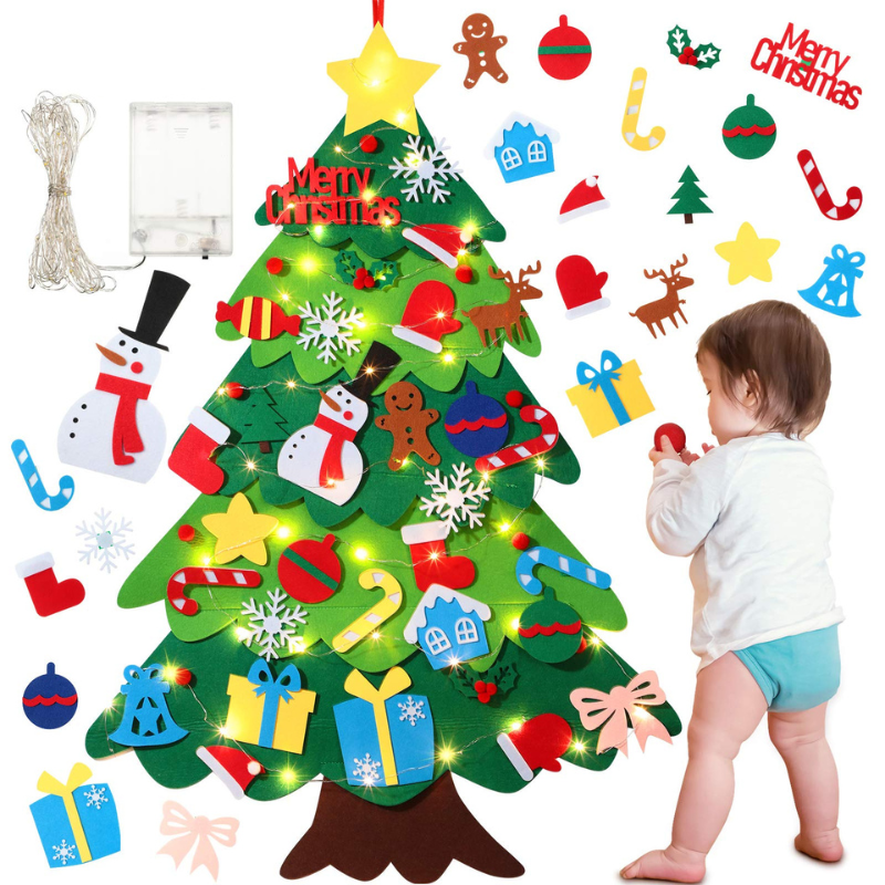 Felt Christmas Tree for Kids – Toddler-Friendly Holiday Decoration with 32 Ornaments, Ages 2-5+