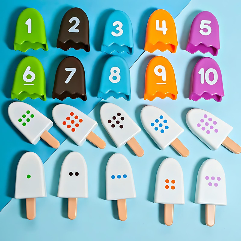 Icy Match Game – Ice Cream-Themed Number Learning & Matching Toy for Cognitive and Motor Skills, Ages 3-5+