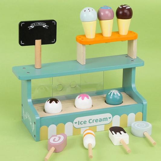 SweetCraft Ice Cream Shop – Montessori Wooden Playset for Creative & Social Learning, Ages 3-5+