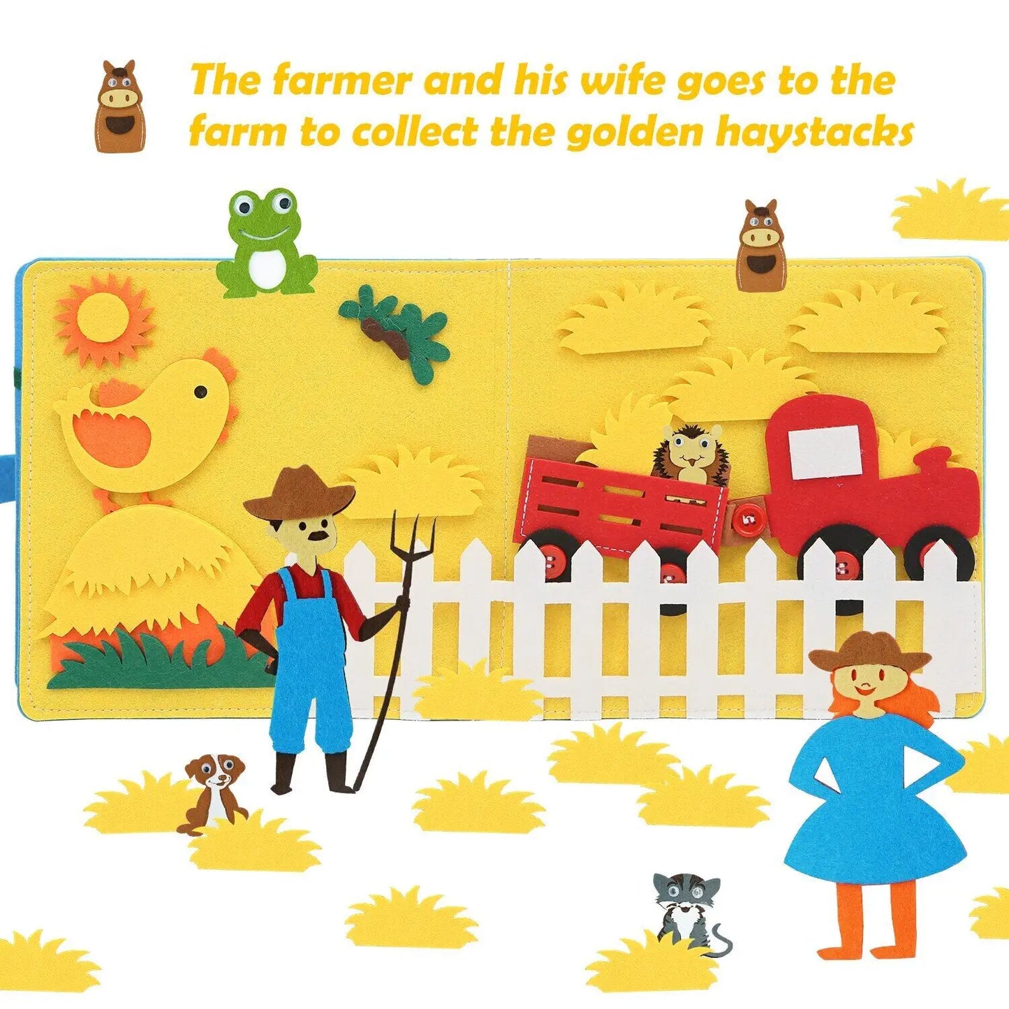 Farm Discovery Book – Interactive Felt Storybook for Sensory Learning, Fine Motor Skills & Cognitive Development, Ages 2-5+