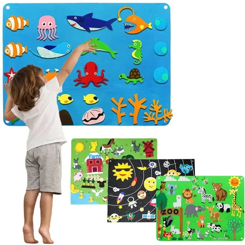 Imagination Felt Board – Interactive Play for Creativity and Learning, Zoo, Underwater, Farm, and Cosmos Themes, Ages 2-5+