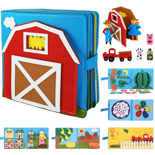 Farm Discovery Book – Interactive Felt Storybook for Sensory Learning, Fine Motor Skills & Cognitive Development, Ages 2-5+