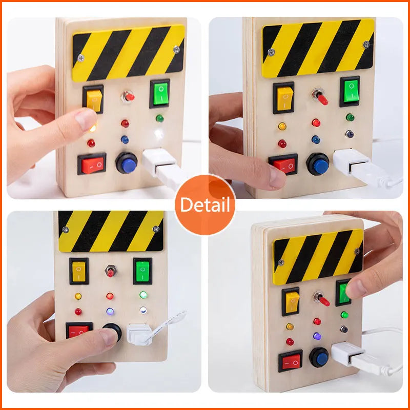 Montessori Parish Busy Board – LED Light-Up Sensory Activity Board for Kids, Travel Education Toy