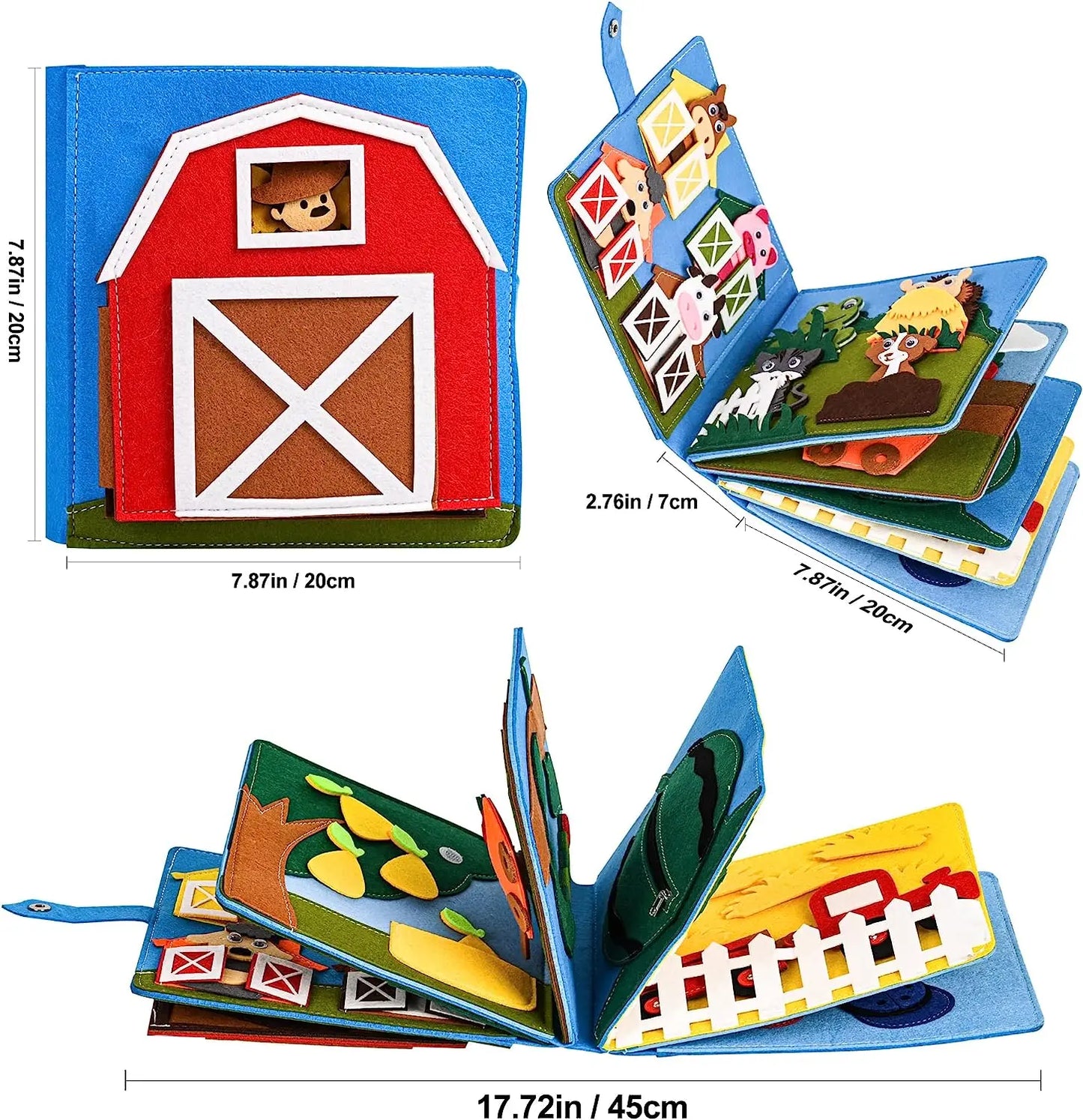 Farm Discovery Book – Interactive Felt Storybook for Sensory Learning, Fine Motor Skills & Cognitive Development, Ages 2-5+