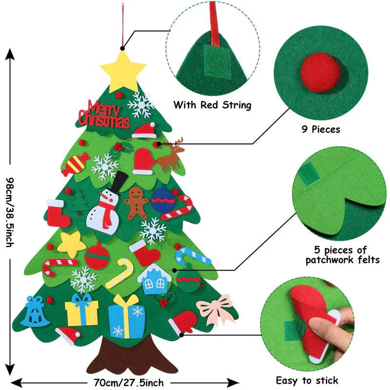 Felt Christmas Tree for Kids – Toddler-Friendly Holiday Decoration with 32 Ornaments, Ages 2-5+