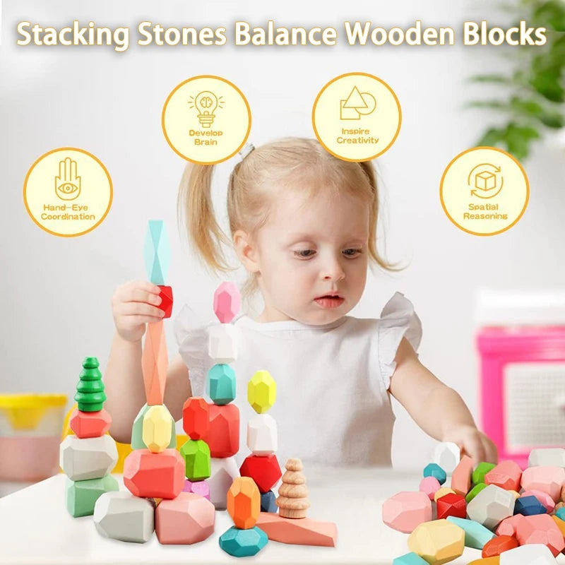 Creative Builder Blocks – Montessori Wooden Building Set for Cognitive Growth, Motor Skills, Hands-On Learning, Ages 3-5+