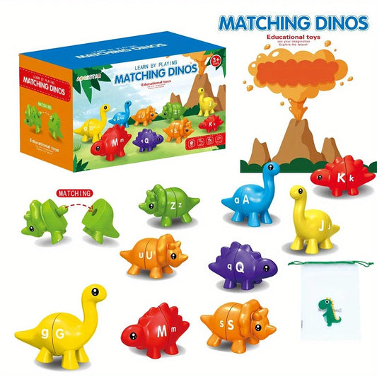 Dinosaur Matching Game – Learning Toy for Toddlers, Colour & Letter Recognition, Problem-Solving, Ages 3-5+