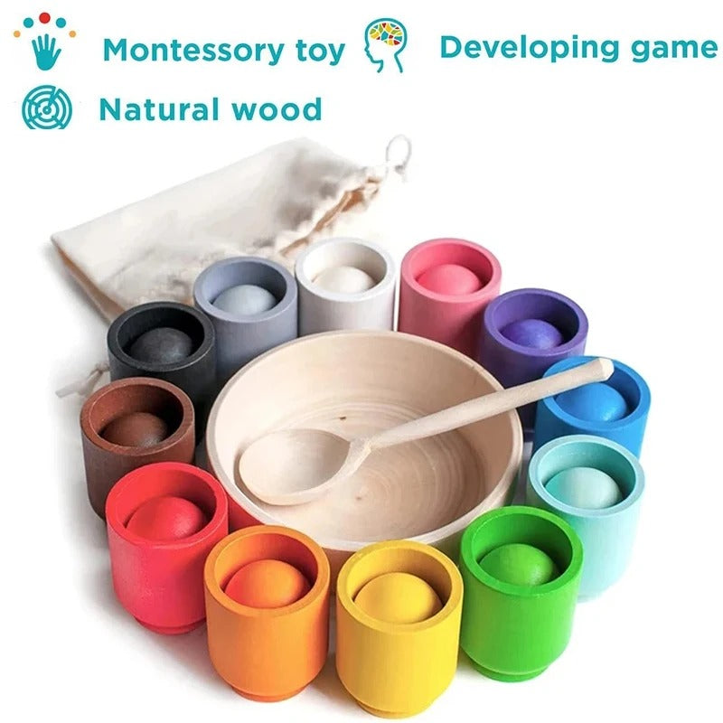 Rainbow Sorting Quest – Wooden Montessori Toy for Colour Recognition, Fine Motor Skills, Cognitive Development, Ages 3-5+