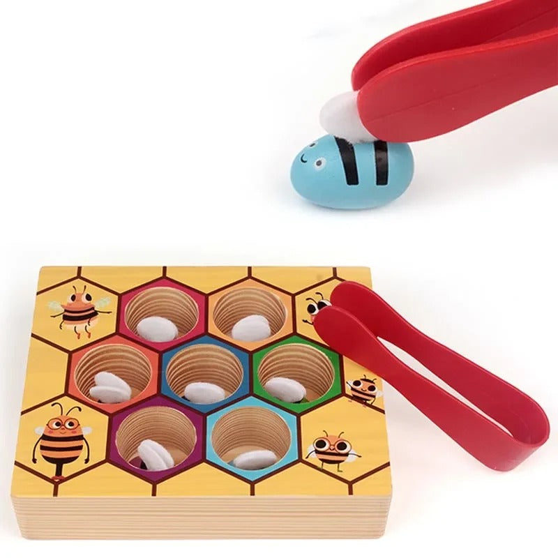 BeeSorter Montessori Toy – Wooden Bee Matching Game for Fine Motor Skills, Colour Recognition, Eco-Friendly, Ages 3-5+