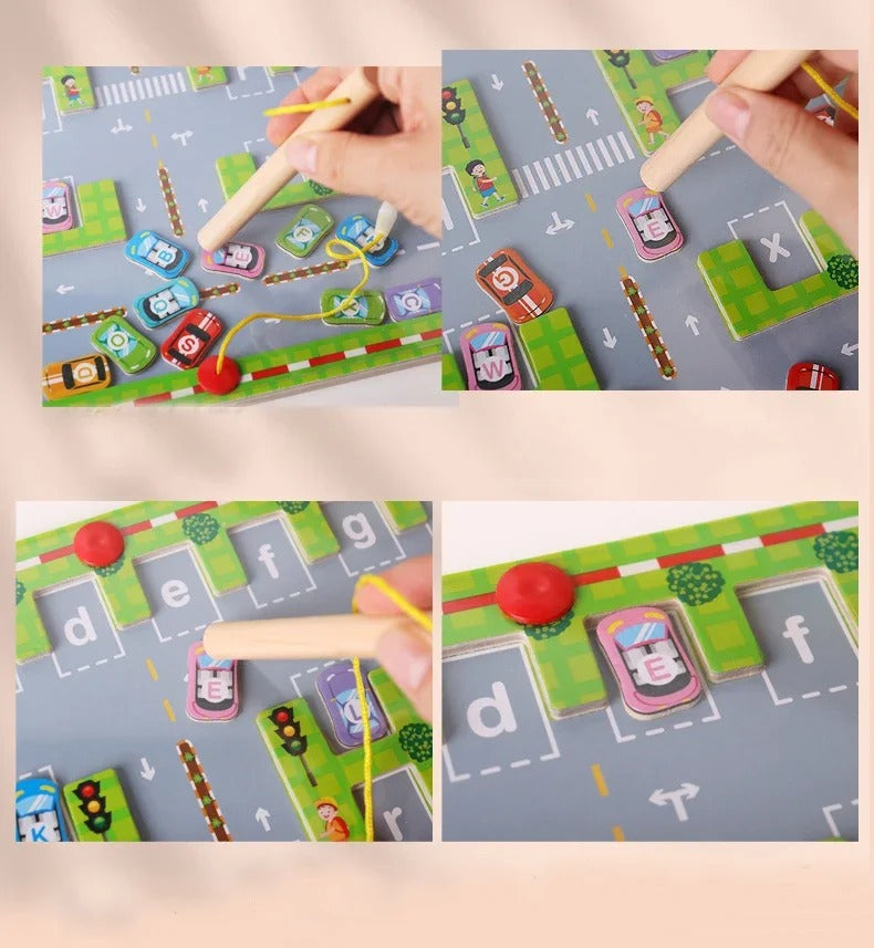 Maze Racers – Montessori-Inspired Car Puzzle for Fine Motor Skills & Alphabet Learning, Ages 3-5+