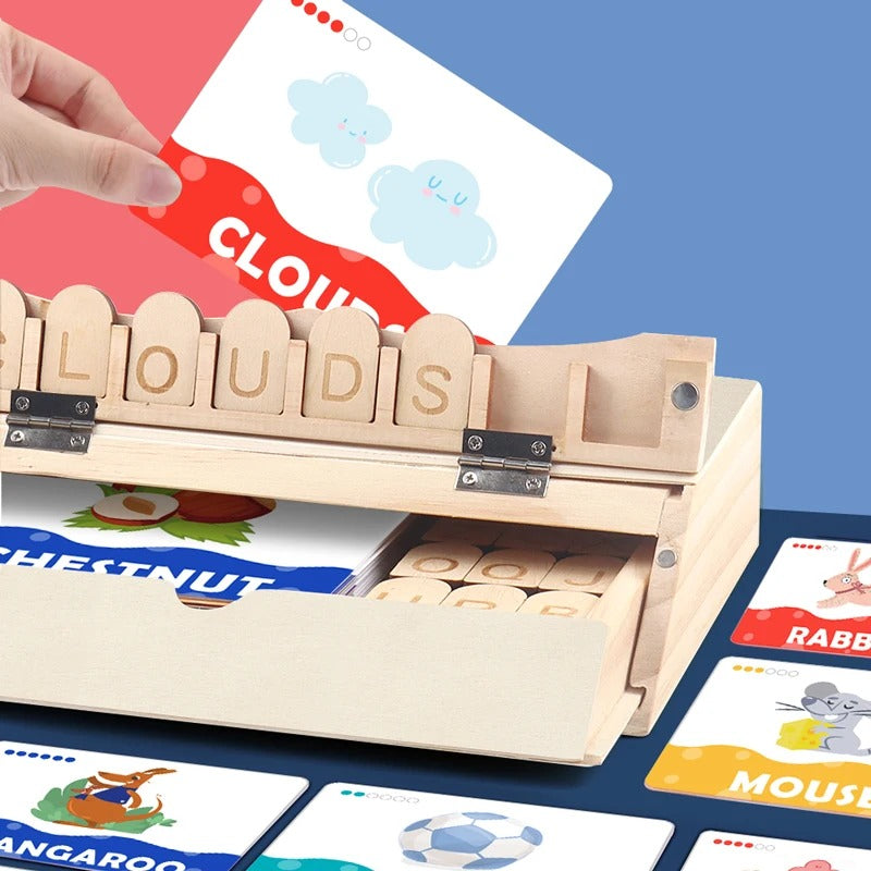 Alphabet Learning Game – Wooden Spelling Game for Early Literacy, Letter Recognition, Educational & Fun for Kids