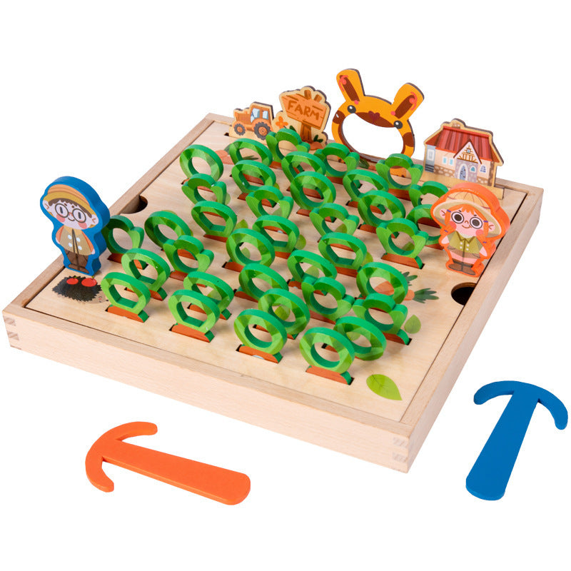 Letter Learning Carrot Pull Game – Educational Wooden Board Game for Kids, Fine Motor Skills, Fun Family Play